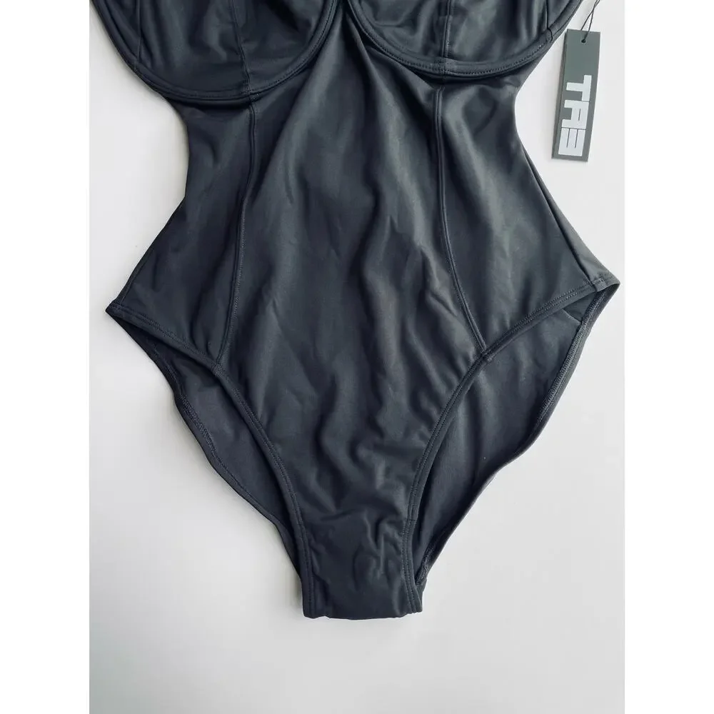 TA3 Lifty One Piece Swimsuit Corset Sculpting Black Size Small Regular/Long JK